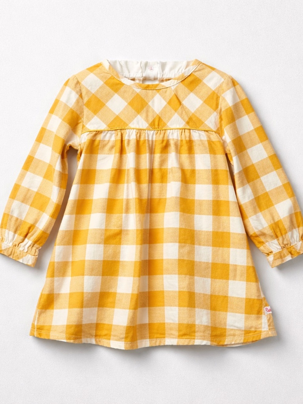 Ruffle Butts yellow and white check long sleeve dress size 2T